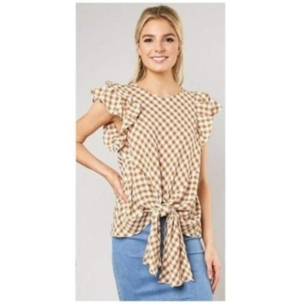 💐HOST_PICK💐 Gingham Ruffle Tank